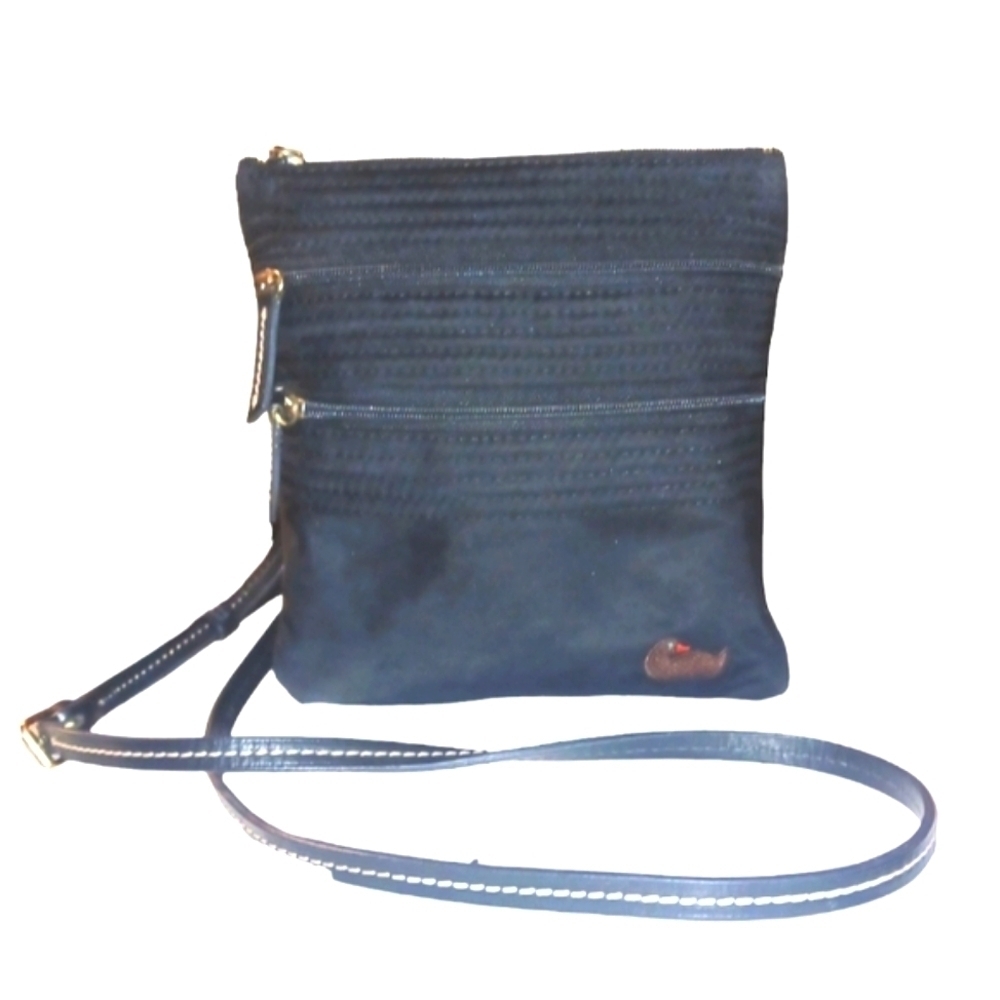 Dooney & Bourke Black Triple Zip Nylon Crossbody Bag